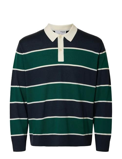 Slhtray Ls Knit Merino Relaxed Polo Selected Green