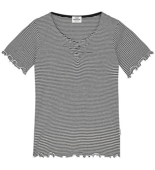 Mads Nørgaard T-shirt - Rib - Stripe Tiki - Black/Vanilla Ice