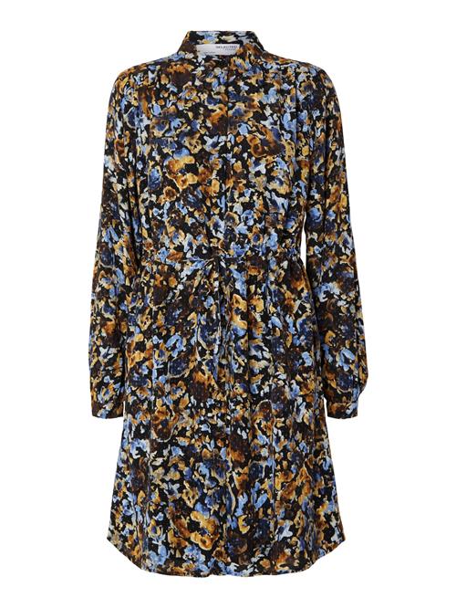 SELECTED Blusekjole 'IRENE'  lyseblå / brun / cognac / sort