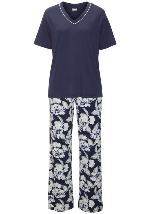 LASCANA Pyjamas  mørkeblå / pastelgrøn / hvid