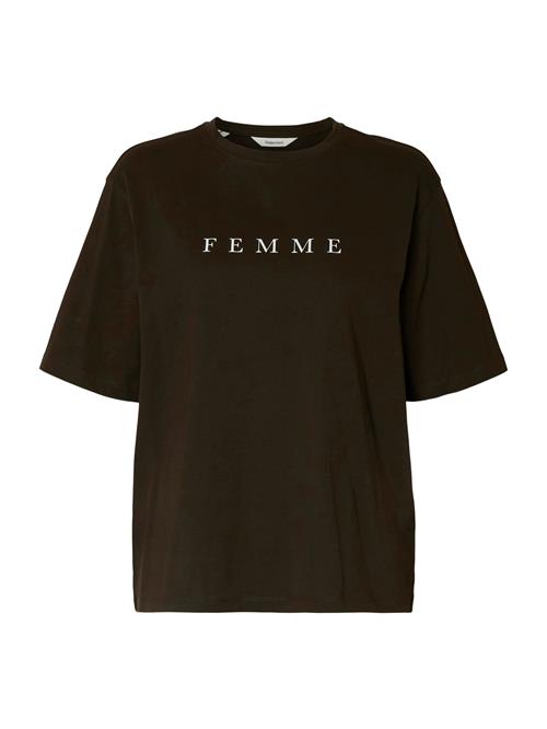 SELECTED Shirts 'SLFVILJA'  mørkebrun / hvid