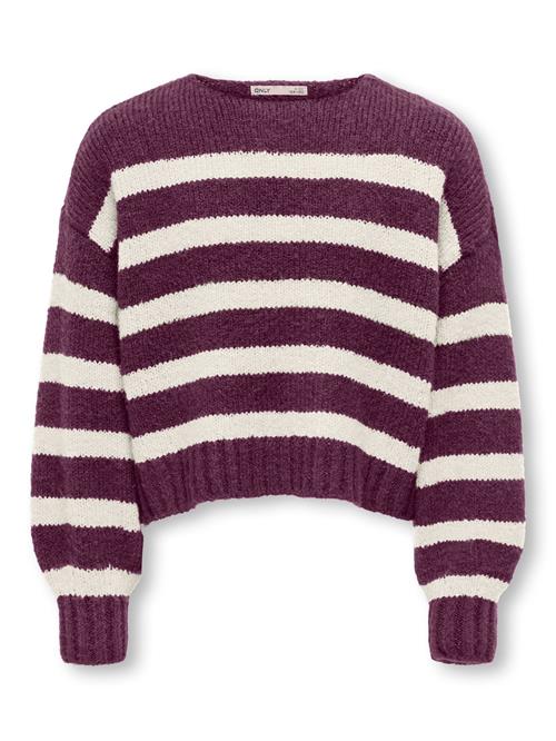 ONLY GIRLS Pullover 'KOGLaya'  mørkelilla / hvid