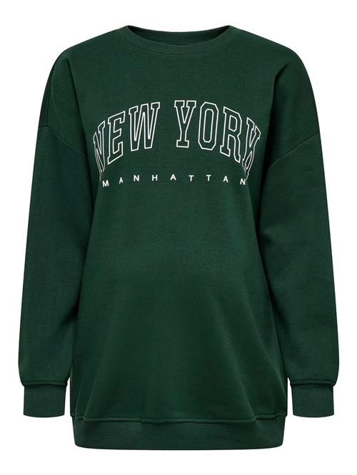 Only Maternity Sweatshirt 'OLMSweat'  mørkegrøn / hvid