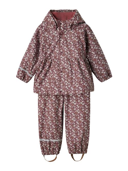 NAME IT Funktionsjakkesæt 'NMFDry10'  brun / lysegrå / aubergine / hvid