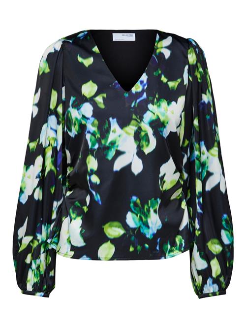 SELECTED Bluse 'Laia'  grøn / blandingsfarvet / sort