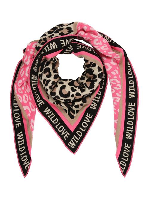 Zwillingsherz Tørklæde 'Love is Love'  beige / lysebrun / lys pink / sort