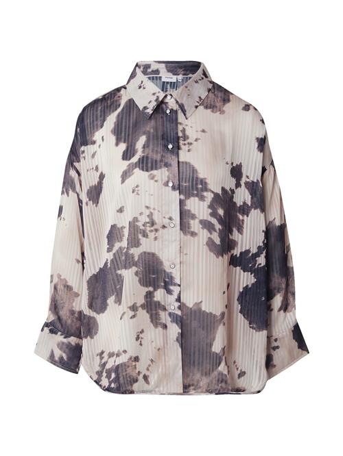NÜMPH Bluse 'COWLEY'  mørkegrå / hvid
