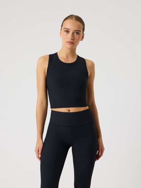 Björn Borg Studio Ribbed Cropped Tank Top Sort, M