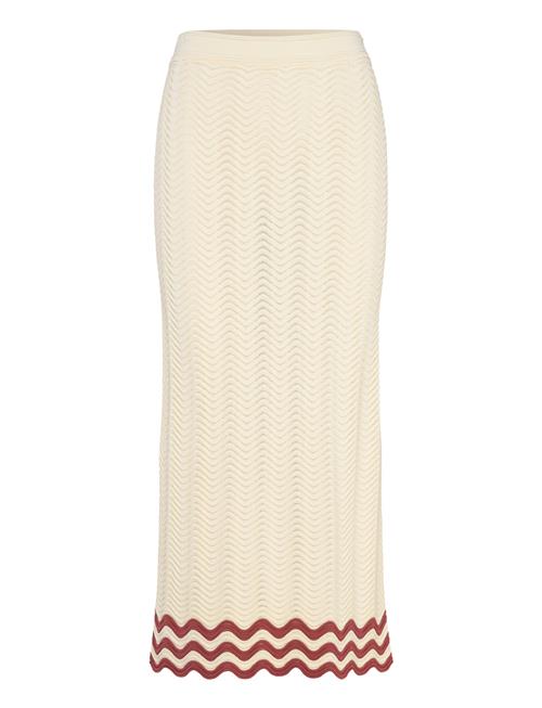 Saga Knitted Scallop Midi Skirt Malina Beige