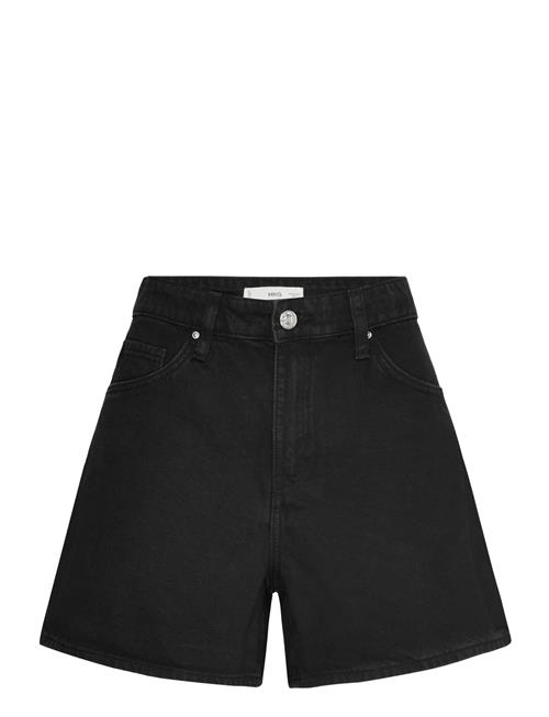 High-Waisted Straight-Fit Denim Shorts Mango Black