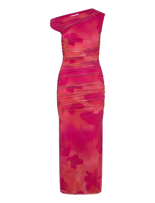Floral Midi-Dress With Asymmetrical Neckline Mango Pink