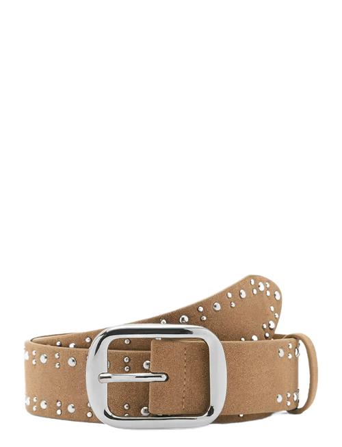 Suede Belt With Studs Mango Beige