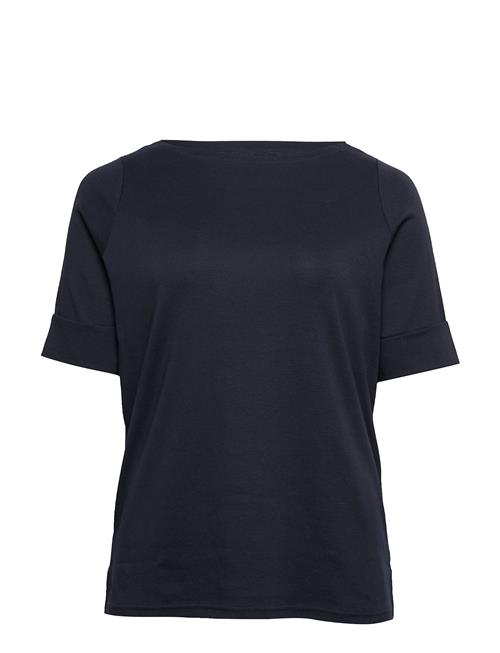 Stretch Cotton Boatneck Top Lauren Women Blue