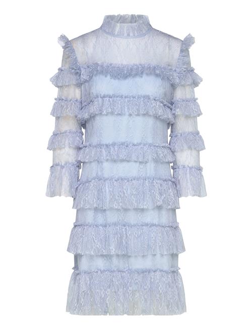 Carmine Frill Lace Mini Dress Malina Blue