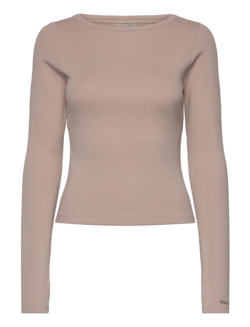 Ease Ribbed Long Sleeve Top Aim´n Beige
