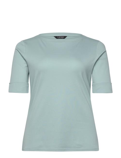 Stretch Cotton Boatneck Top Lauren Women Blue