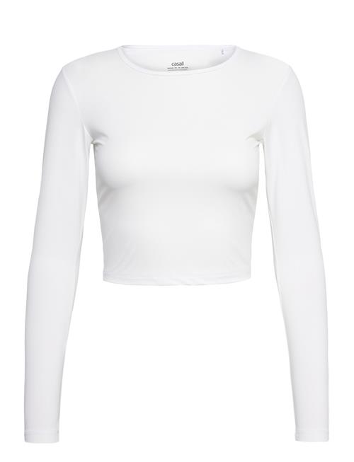 Graphic Crop Long Sleeve Casall White