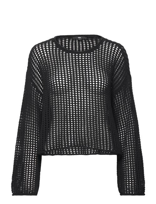 Mila Open Knit Crop Crew VANS Black