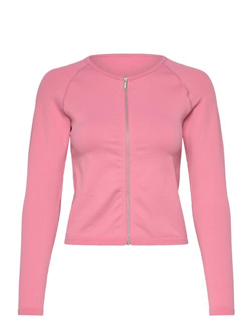 Ribbed Seamless Zip Jacket Aim´n Pink