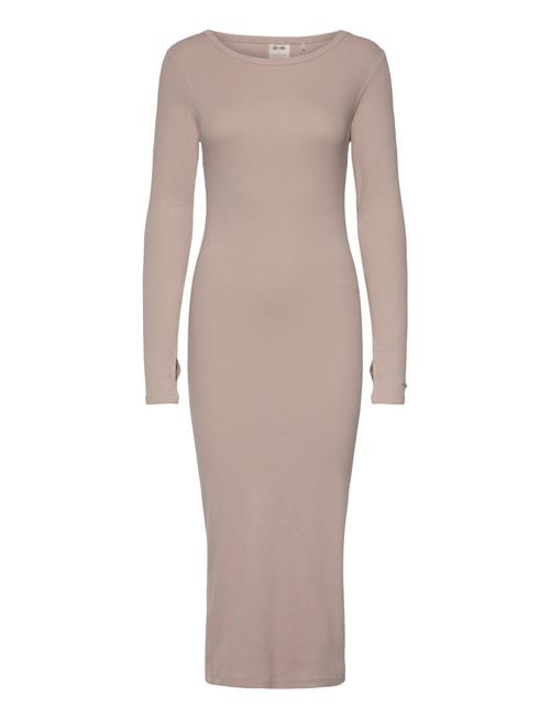 Ease Ribbed Long Sleeve Dress Aim´n Beige