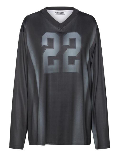 Sports V Neck Long Sleeve Weekday Black