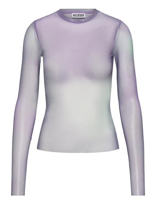 Mesh Print Long Sleeve Top Weekday Purple