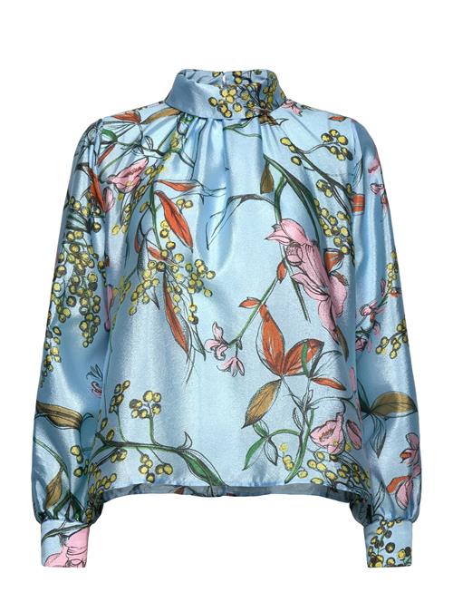 2067 Flat Textured Poly, Gathered Long Sleeve Top STINE GOYA Blue