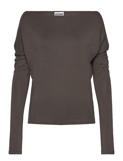 Drapy Long Sleeve Top Weekday Brown