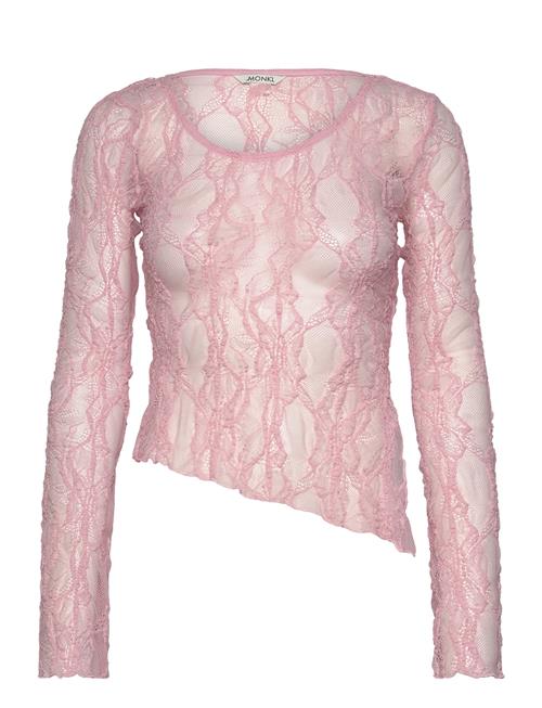 Lace Ls Top Monki Pink
