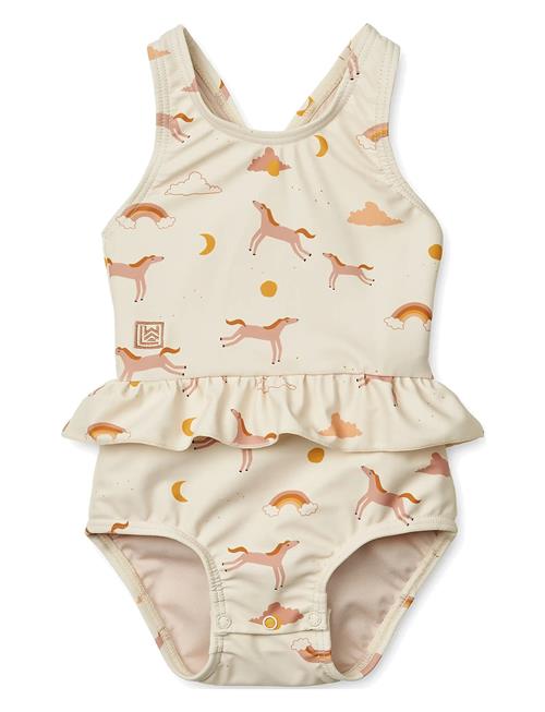 Se Amina Baby Printed Swimsuit Liewood Beige ved Booztlet