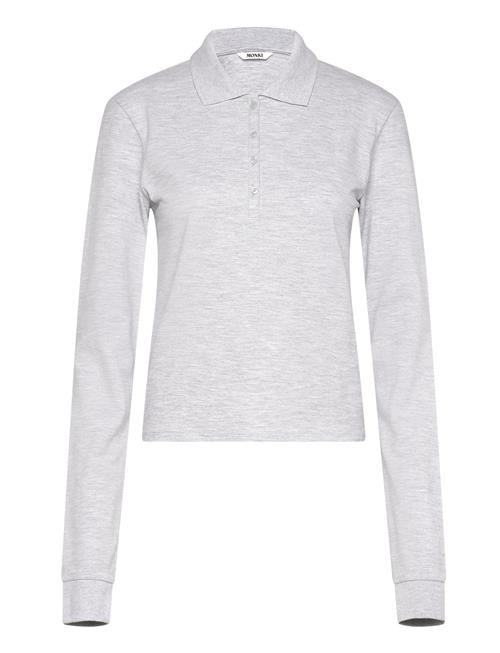 Long-Sleeved Polo Top Monki Grey