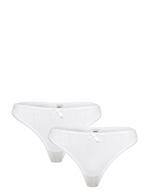 2-Pack Pointelle Thongs Weekday White