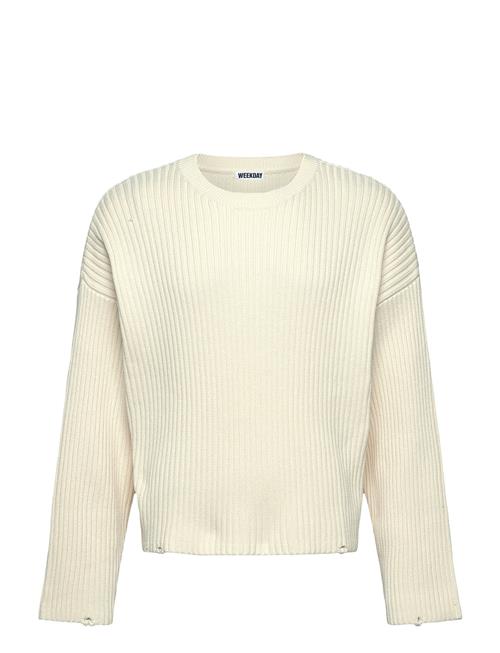 Ribbed Cotton Sweater Weekday Cream
