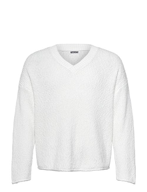 Boxy V-Neck Sweater Weekday White