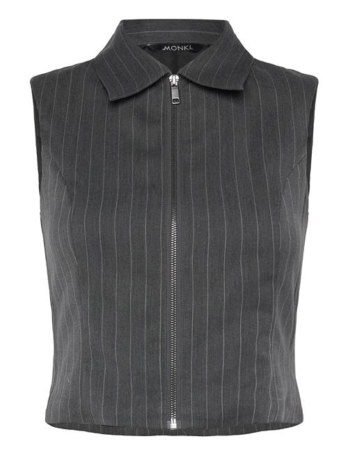 Sleeveless Twill Waistcoat Monki Grey