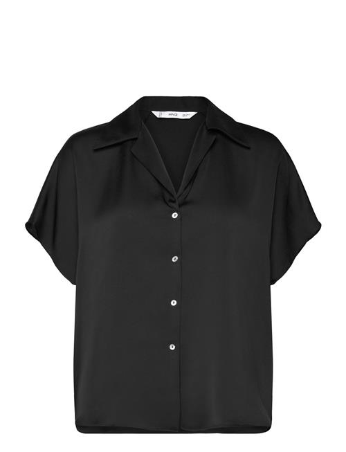 Short-Sleeved Satin Shirt Mango Black
