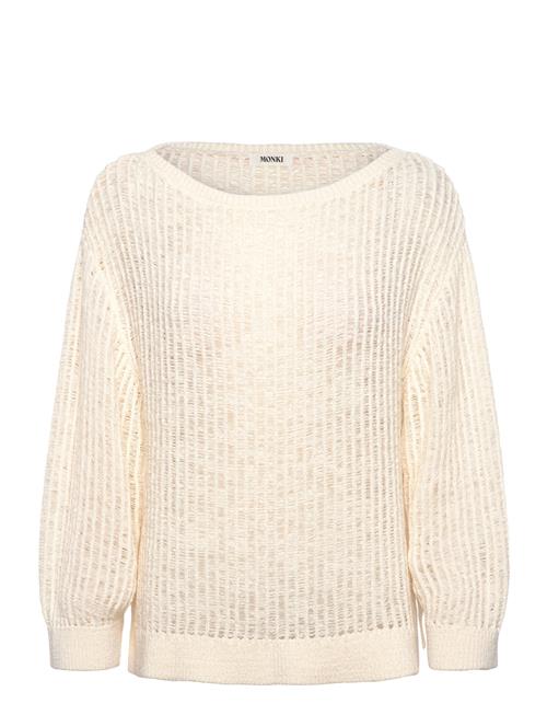 Loose Open-Knit Side Slit Sweater Monki White