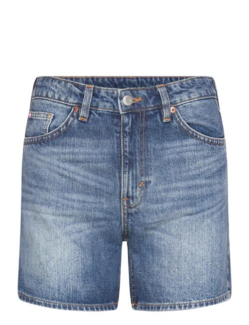 Aimo Mid-Rise Straight Leg Denim Shorts Monki Blue