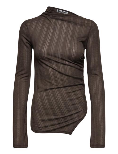 Asymmetric Long Sleeve Top Weekday Brown