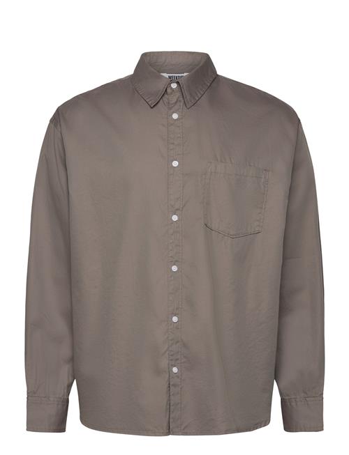 Over D Cotton Viscose Shirt Weekday Grey