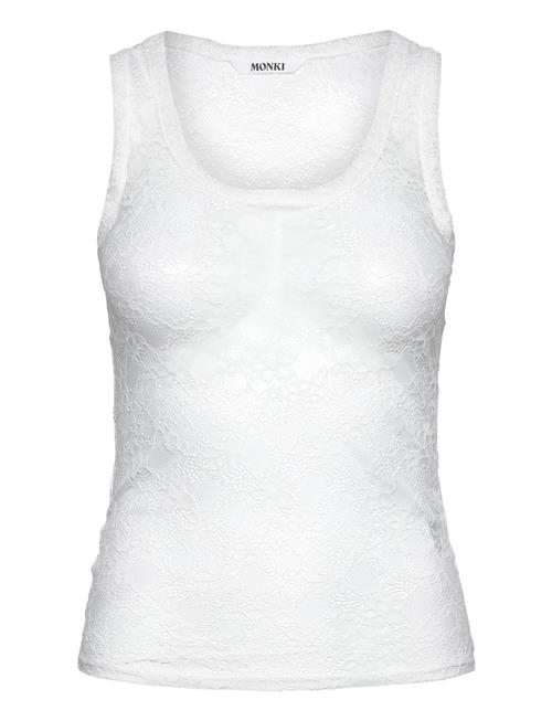 Sheer Lace Sleeveless Tank Top Monki White