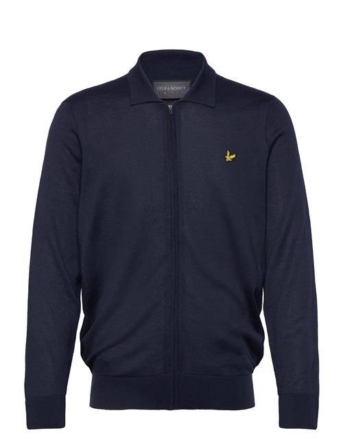 Lightweight Knitted Collared Cardigan Lyle & Scott Sport Navy