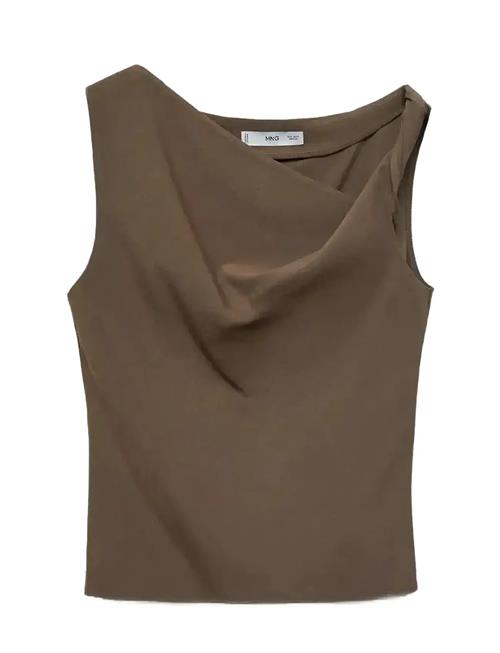 Asymmetrical Draped Top With Straps Mango Brown