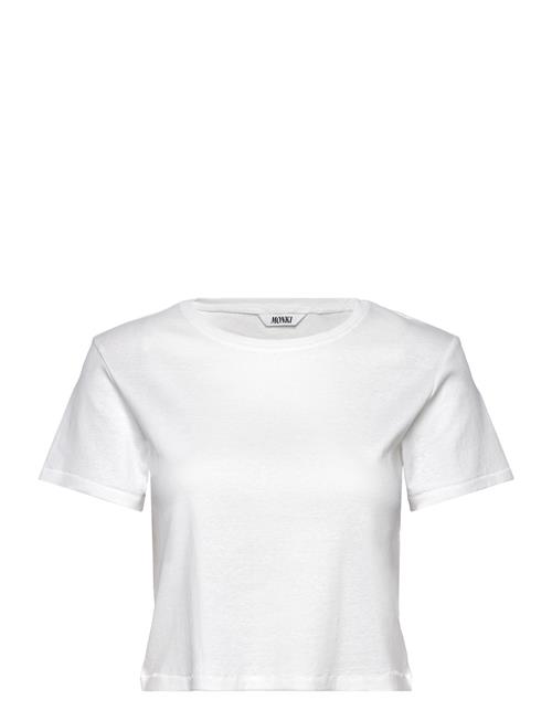 Cropped Fitted Cotton T-Shirt Monki White
