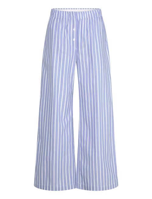 Wide-Leg Cotton Twill Trousers Monki Blue