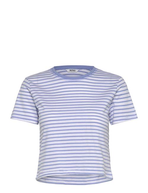 Cropped Printed Cotton T-Shirt Monki Blue
