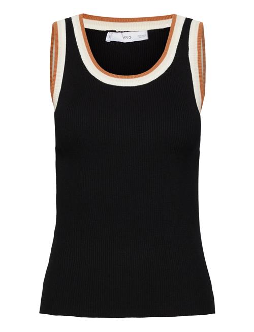 Knitted Top With Contrast Details Mango Black