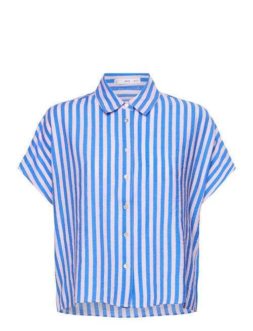 Short Sleeve Striped Shirt Mango Blue