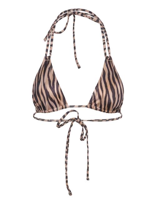 Se Printed Triangle Halter Bikini Top Monki Brown ved Booztlet