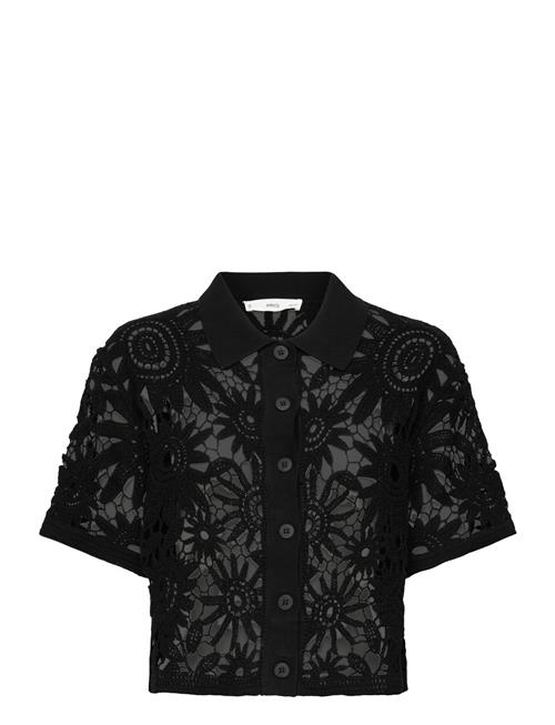 Short-Sleeved Crochet Cardigan Mango Black